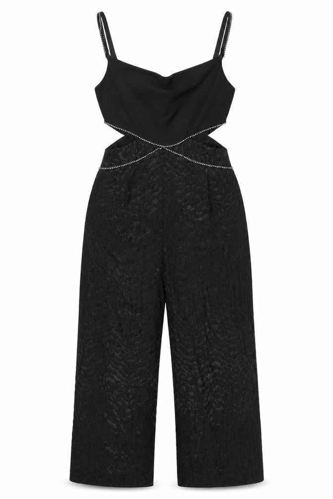 Topshop Womens Black Geometric Polyester Jumpsuit One-Piece Size 12 L29 in Zip