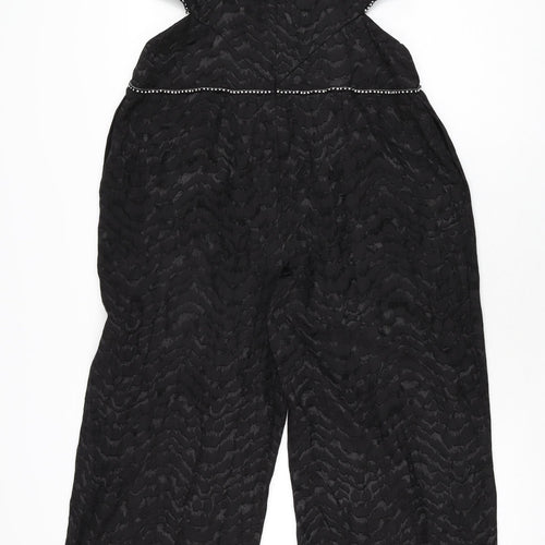 Topshop Womens Black Geometric Polyester Jumpsuit One-Piece Size 12 L29 in Zip
