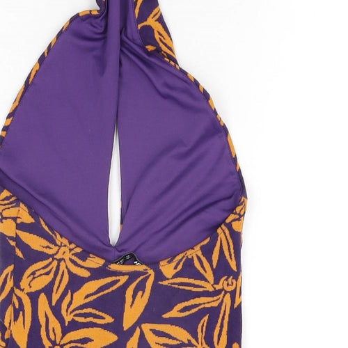 Zara Womens Purple Floral Polyester Bodysuit One-Piece Size S Snap