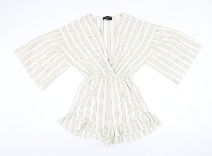 Goldie Womens Beige Striped Cotton Playsuit One-Piece Size S Pullover