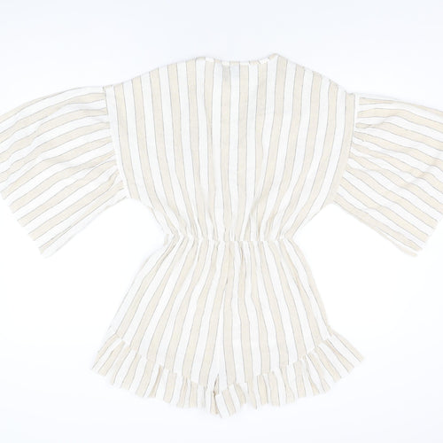 Goldie Womens Beige Striped Cotton Playsuit One-Piece Size S Pullover