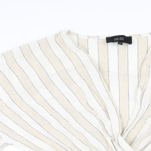 Goldie Womens Beige Striped Cotton Playsuit One-Piece Size S Pullover