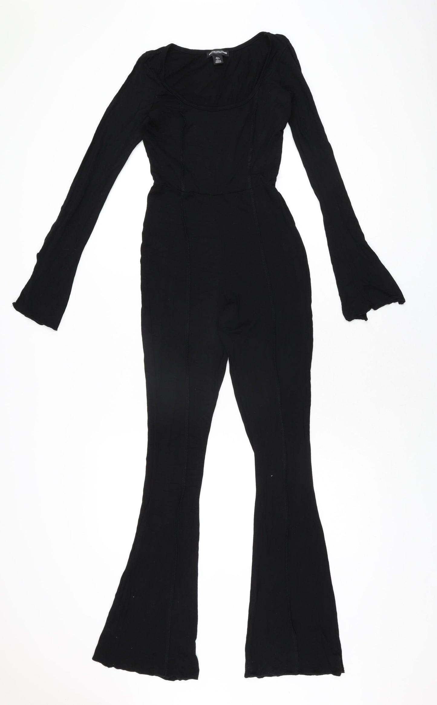 PRETTYLITTLETHING Womens Black Viscose Jumpsuit One-Piece Size 6 L31 in Pullover
