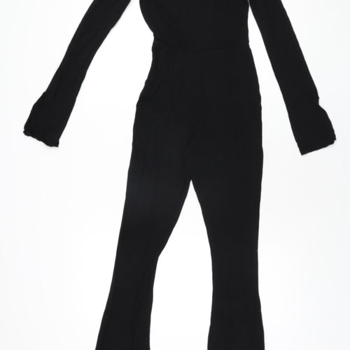 PRETTYLITTLETHING Womens Black Viscose Jumpsuit One-Piece Size 6 L31 in Pullover