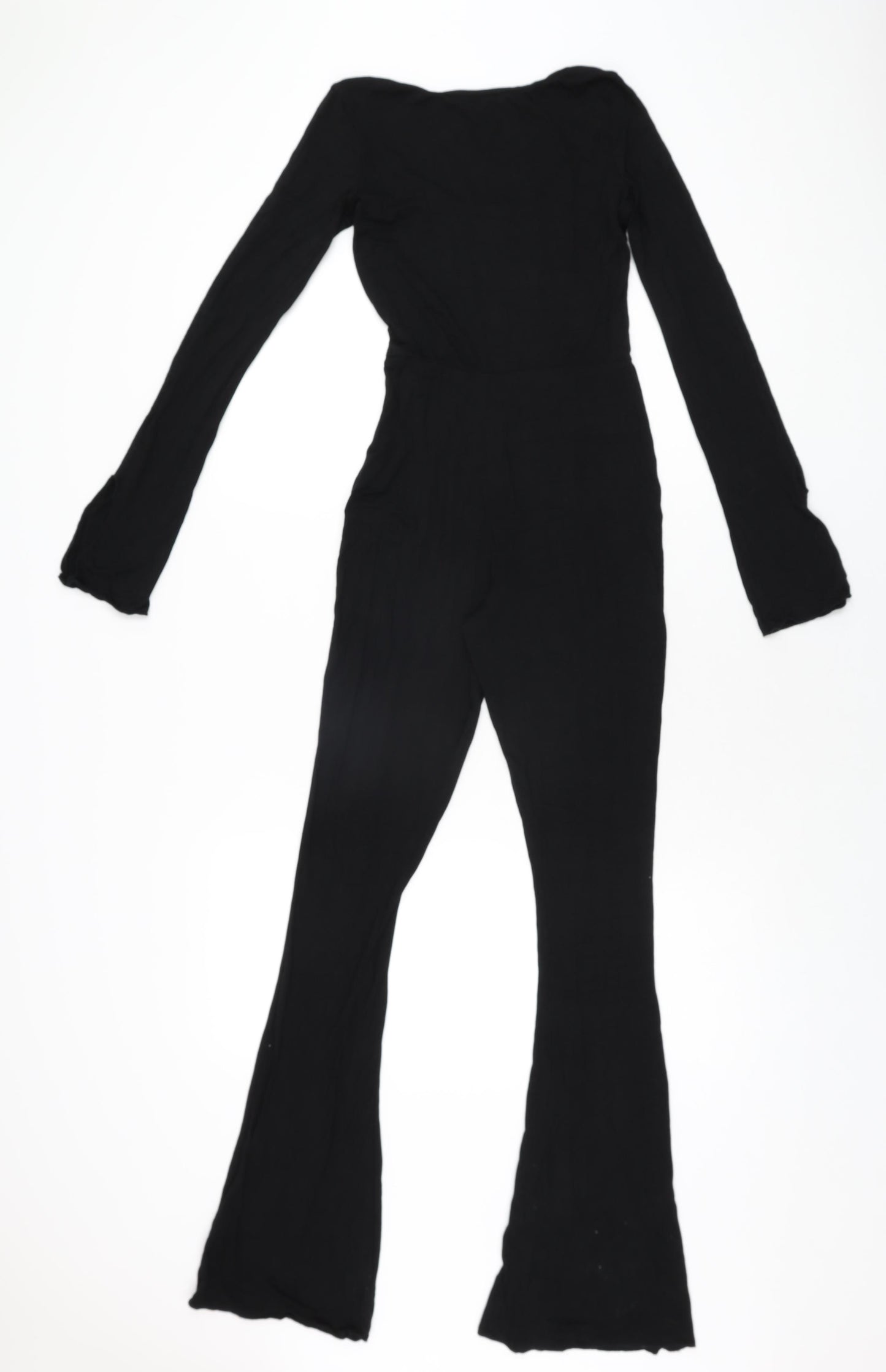 PRETTYLITTLETHING Womens Black Viscose Jumpsuit One-Piece Size 6 L31 in Pullover