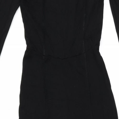PRETTYLITTLETHING Womens Black Viscose Jumpsuit One-Piece Size 6 L31 in Pullover