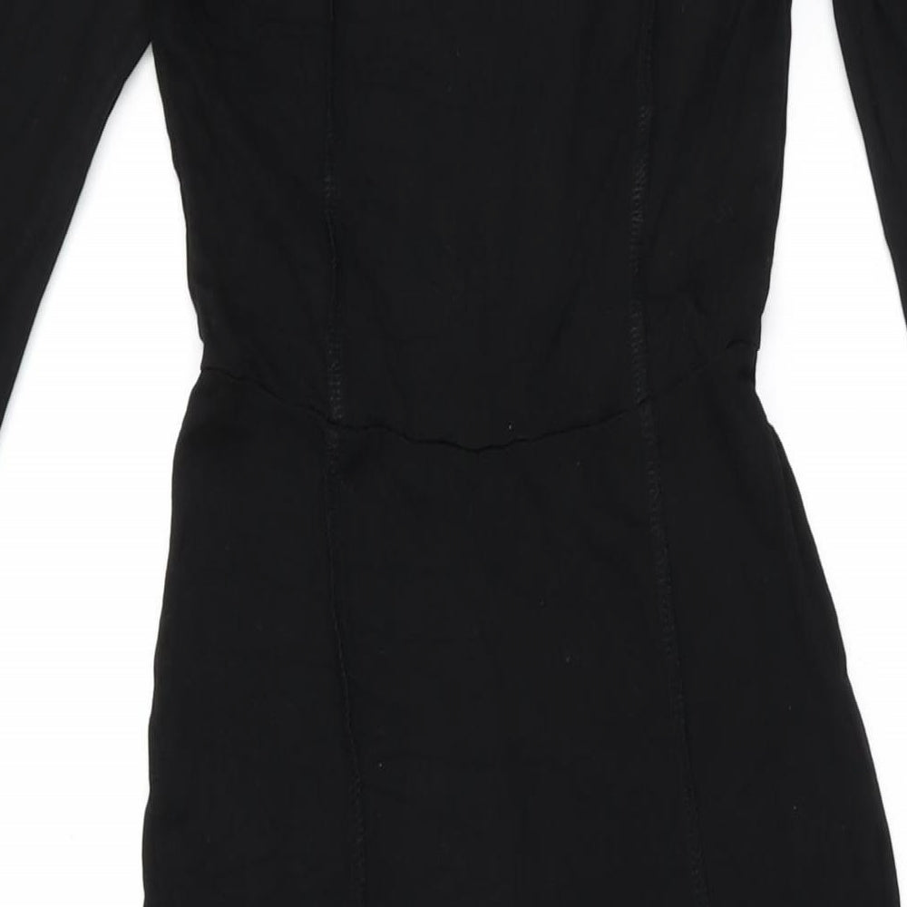 PRETTYLITTLETHING Womens Black Viscose Jumpsuit One-Piece Size 6 L31 in Pullover