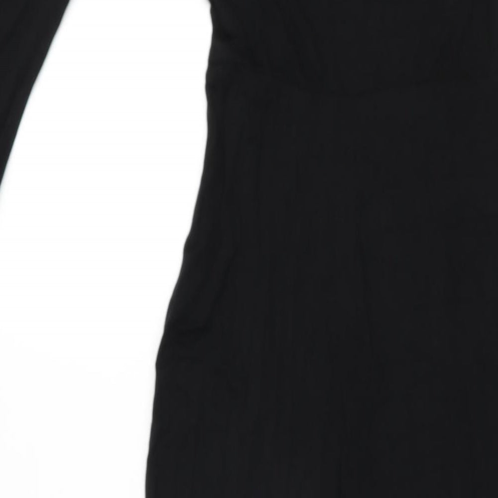 PRETTYLITTLETHING Womens Black Viscose Jumpsuit One-Piece Size 6 L31 in Pullover