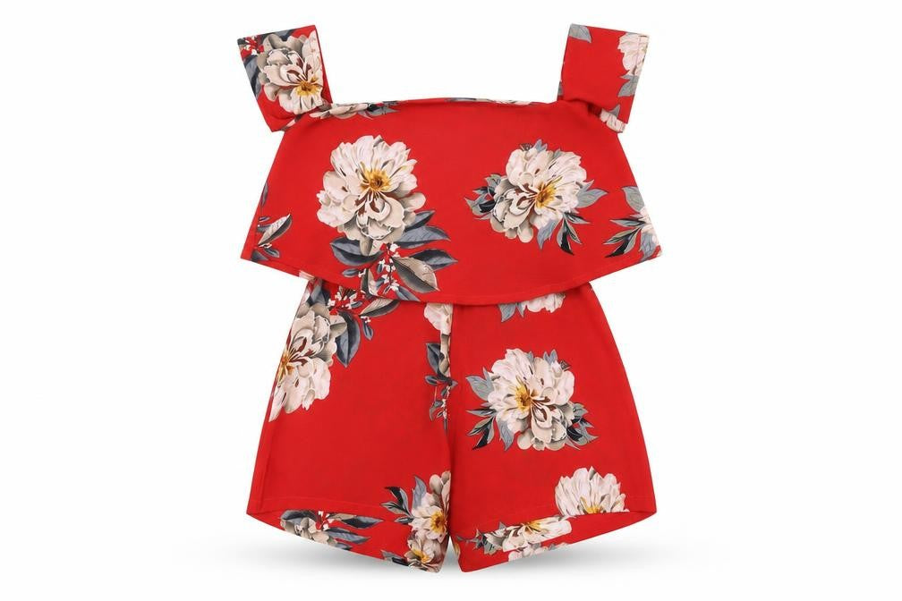 Missguided Womens Red Floral Polyester Playsuit One-Piece Size 6 L3 in Zip