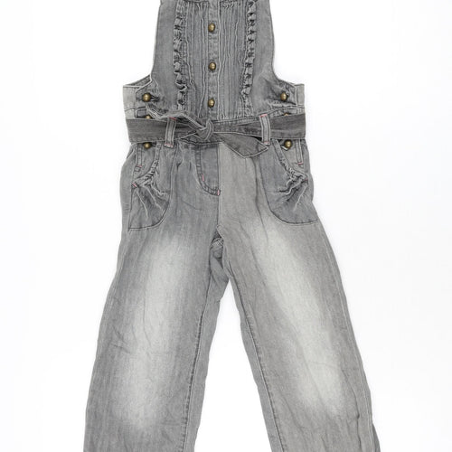 George Girls Grey Cotton Jumpsuit One-Piece Size 4-5 Years L17 in Button