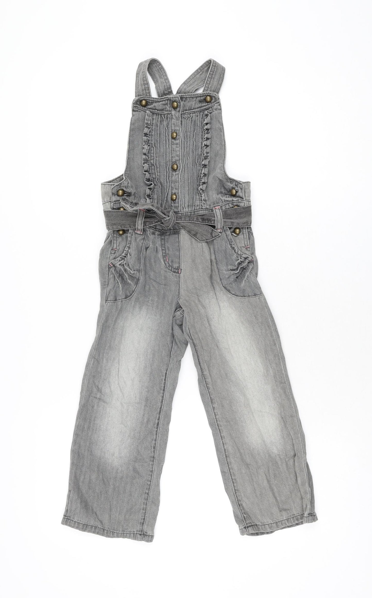 George Girls Grey Cotton Jumpsuit One-Piece Size 4-5 Years L17 in Button