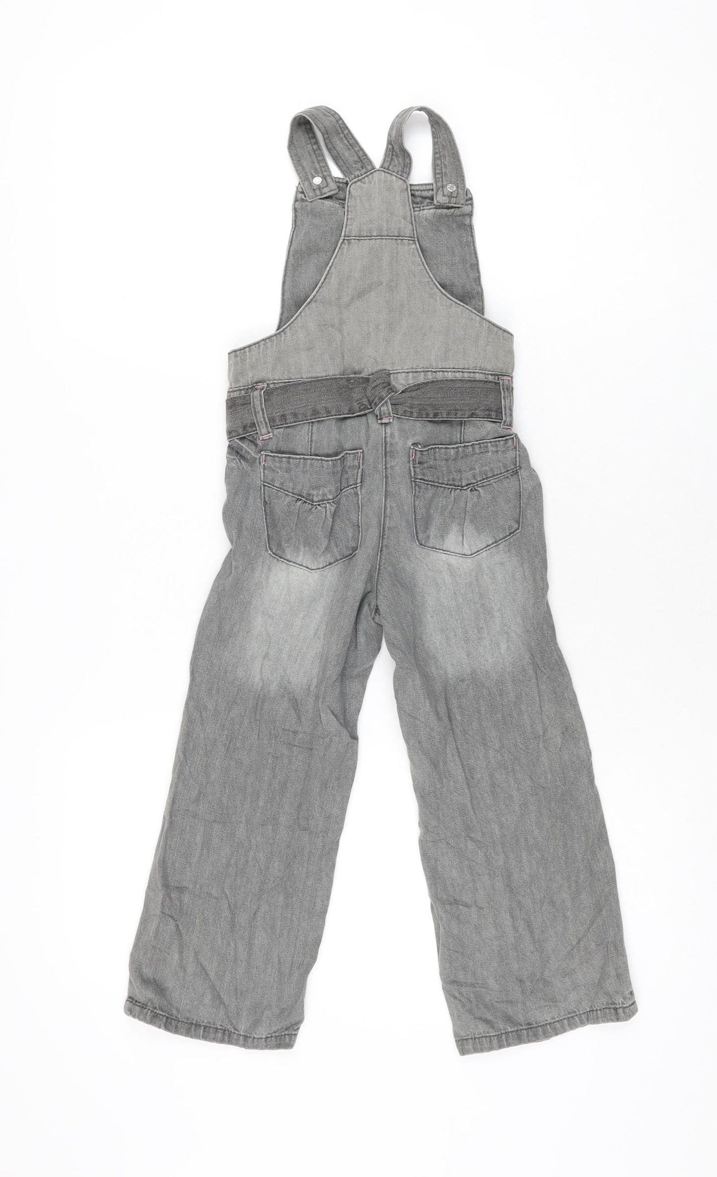 George Girls Grey Cotton Jumpsuit One-Piece Size 4-5 Years L17 in Button