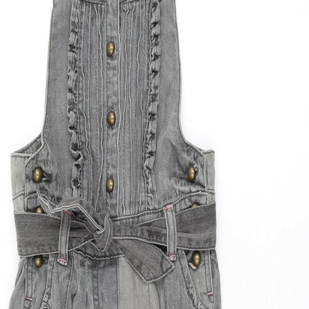 George Girls Grey Cotton Jumpsuit One-Piece Size 4-5 Years L17 in Button