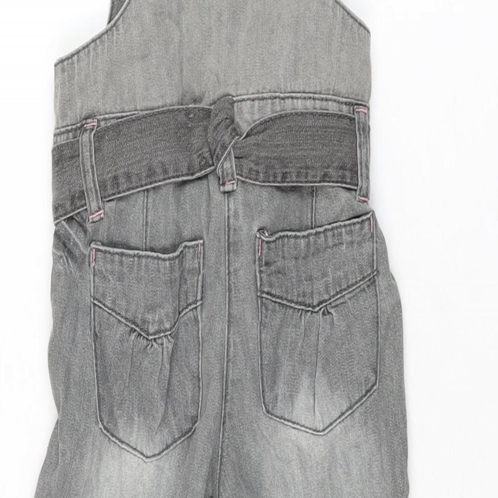 George Girls Grey Cotton Jumpsuit One-Piece Size 4-5 Years L17 in Button