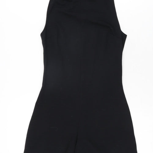 Topshop Womens Black Viscose Playsuit One-Piece Size 8 Button
