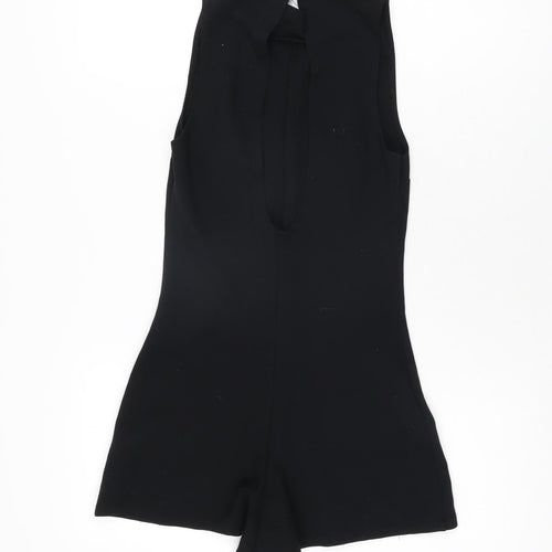 Topshop Womens Black Viscose Playsuit One-Piece Size 8 Button