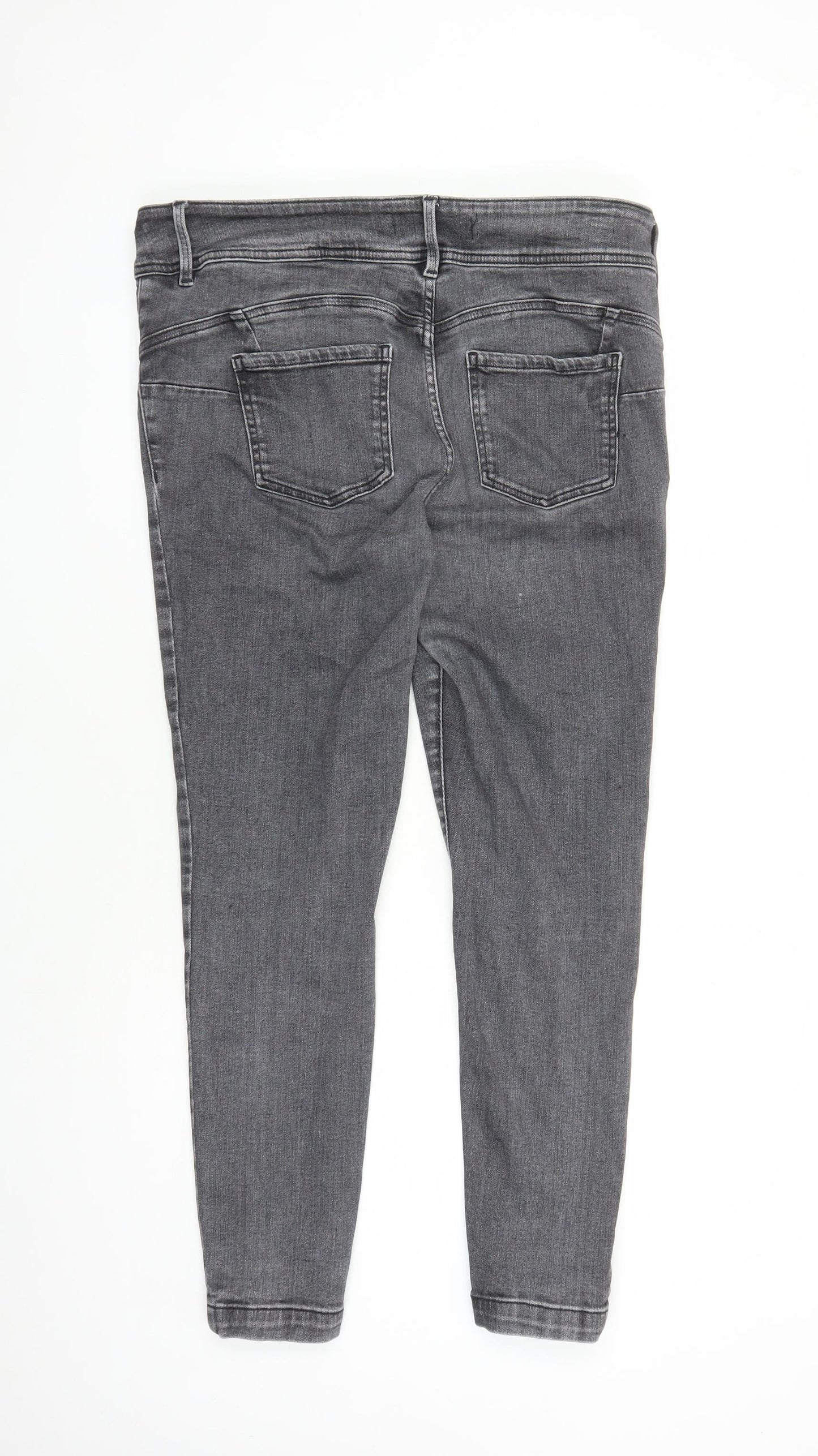 NEXT Womens Grey Polyester Skinny Jeans Size 18 L29 in Regular Zip - Lift Slim & Shape High waisted