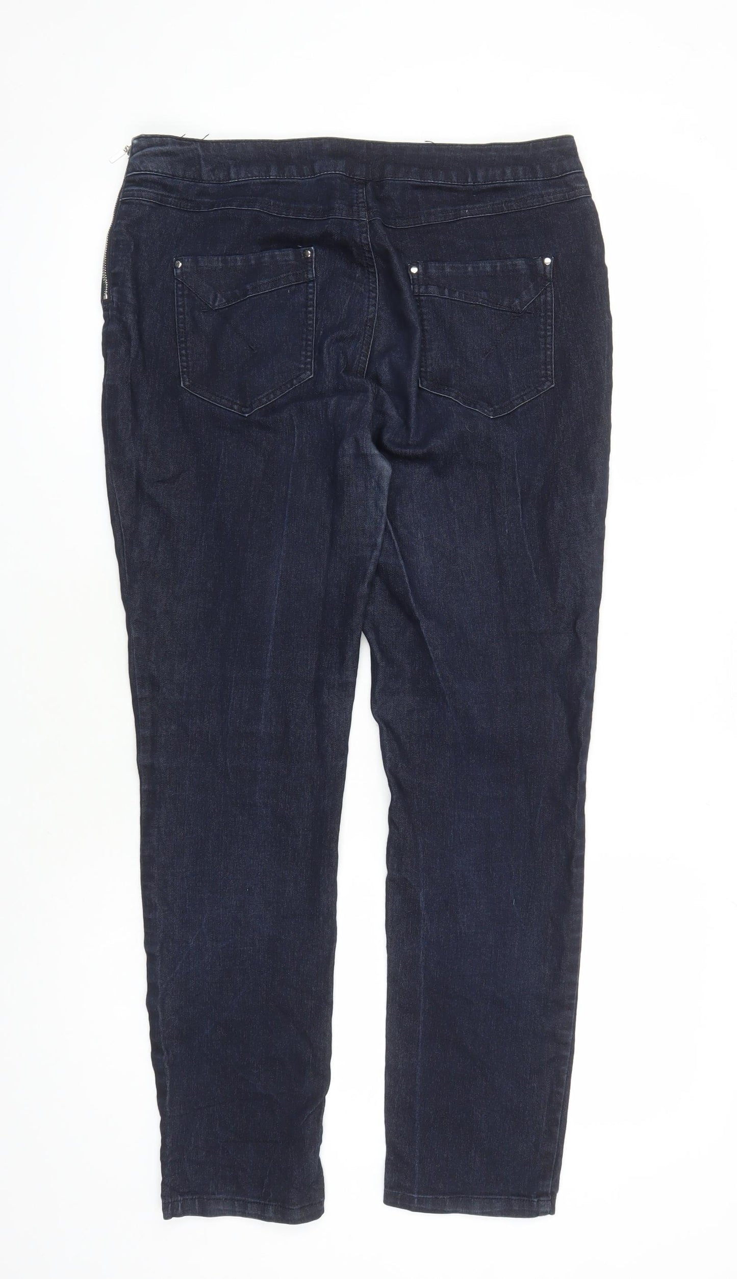 Wallis Womens Blue Cotton Straight Jeans Size 14 L28 in Regular Zip