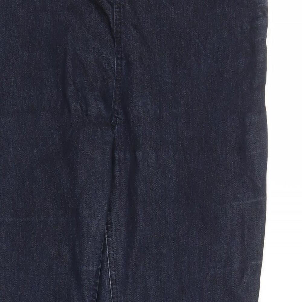 Wallis Womens Blue Cotton Straight Jeans Size 14 L28 in Regular Zip