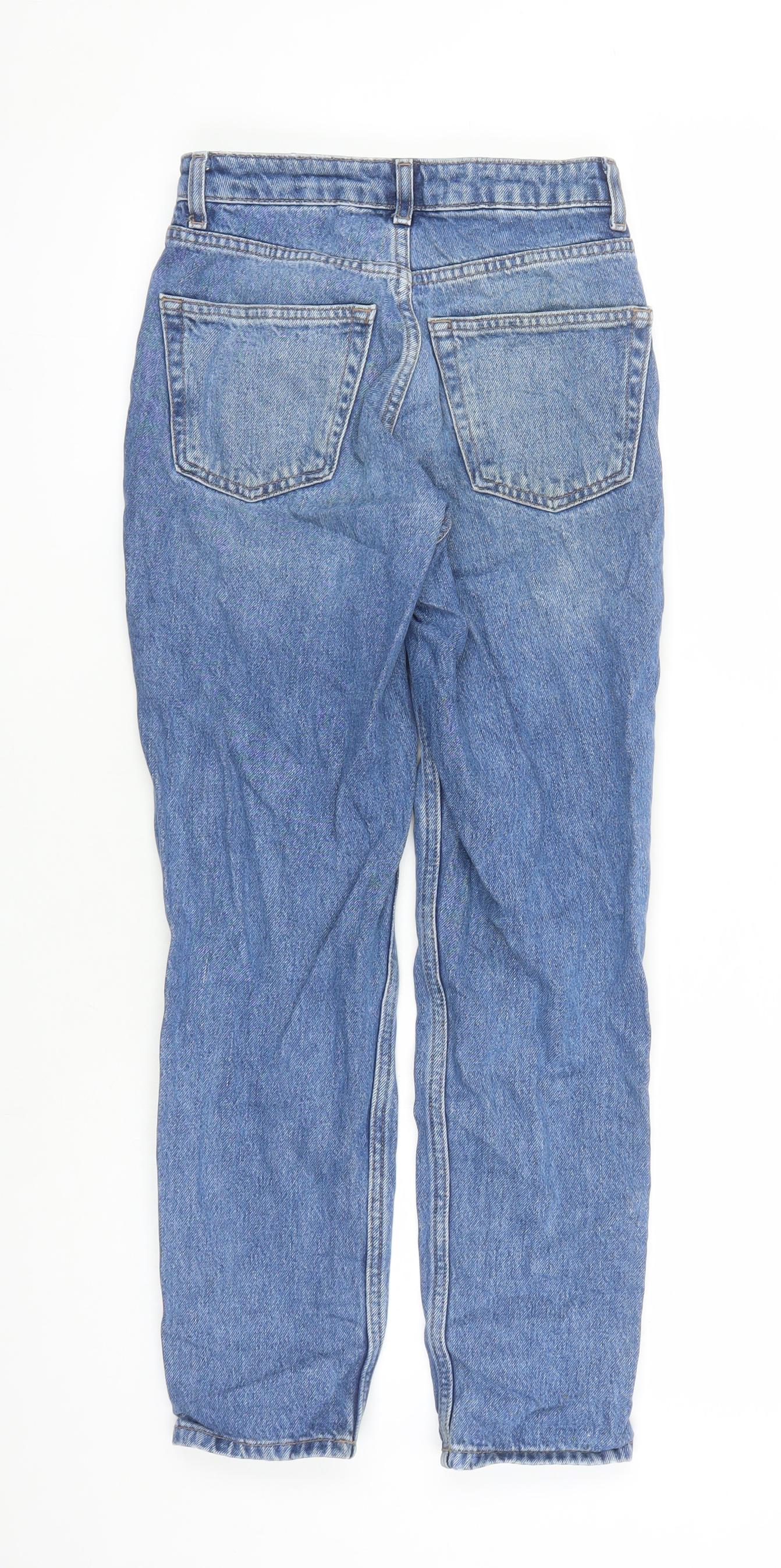 Topshop Womens Blue Cotton Straight Jeans Size 4 L26 in Regular Zip - Pockets
