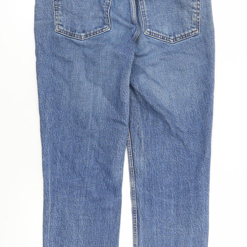 Topshop Womens Blue Cotton Cropped Jeans Size 30 in L24 in Regular Zip - Pockets Raw Hems