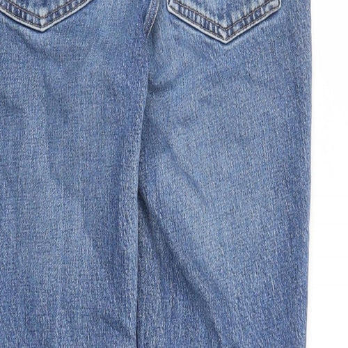 Topshop Womens Blue Cotton Cropped Jeans Size 30 in L24 in Regular Zip - Pockets Raw Hems