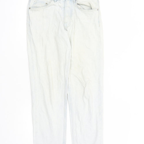 Zara Womens Blue Cotton Straight Jeans Size 30 in L29 in Regular Zip - Pockets