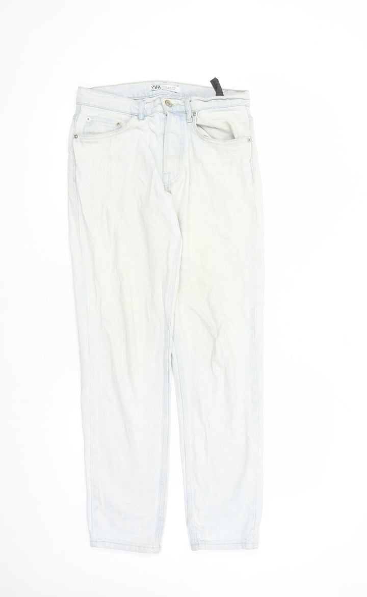 Zara Womens Blue Cotton Straight Jeans Size 30 in L29 in Regular Zip - Pockets