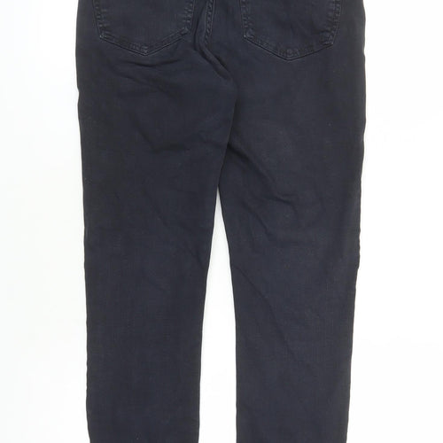 Topshop Womens Black Cotton Straight Jeans Size 28 in L27 in Regular Zip - Pockets Long Leg