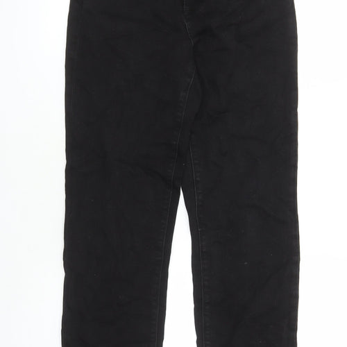 Lands' End Womens Black Cotton Straight Jeans Size 12 L28 in Regular Zip - Pockets