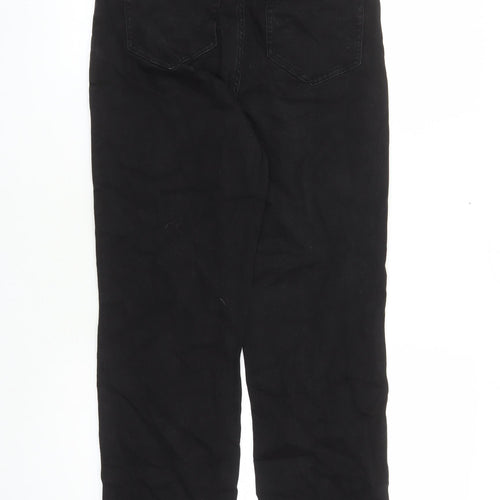 Lands' End Womens Black Cotton Straight Jeans Size 12 L28 in Regular Zip - Pockets
