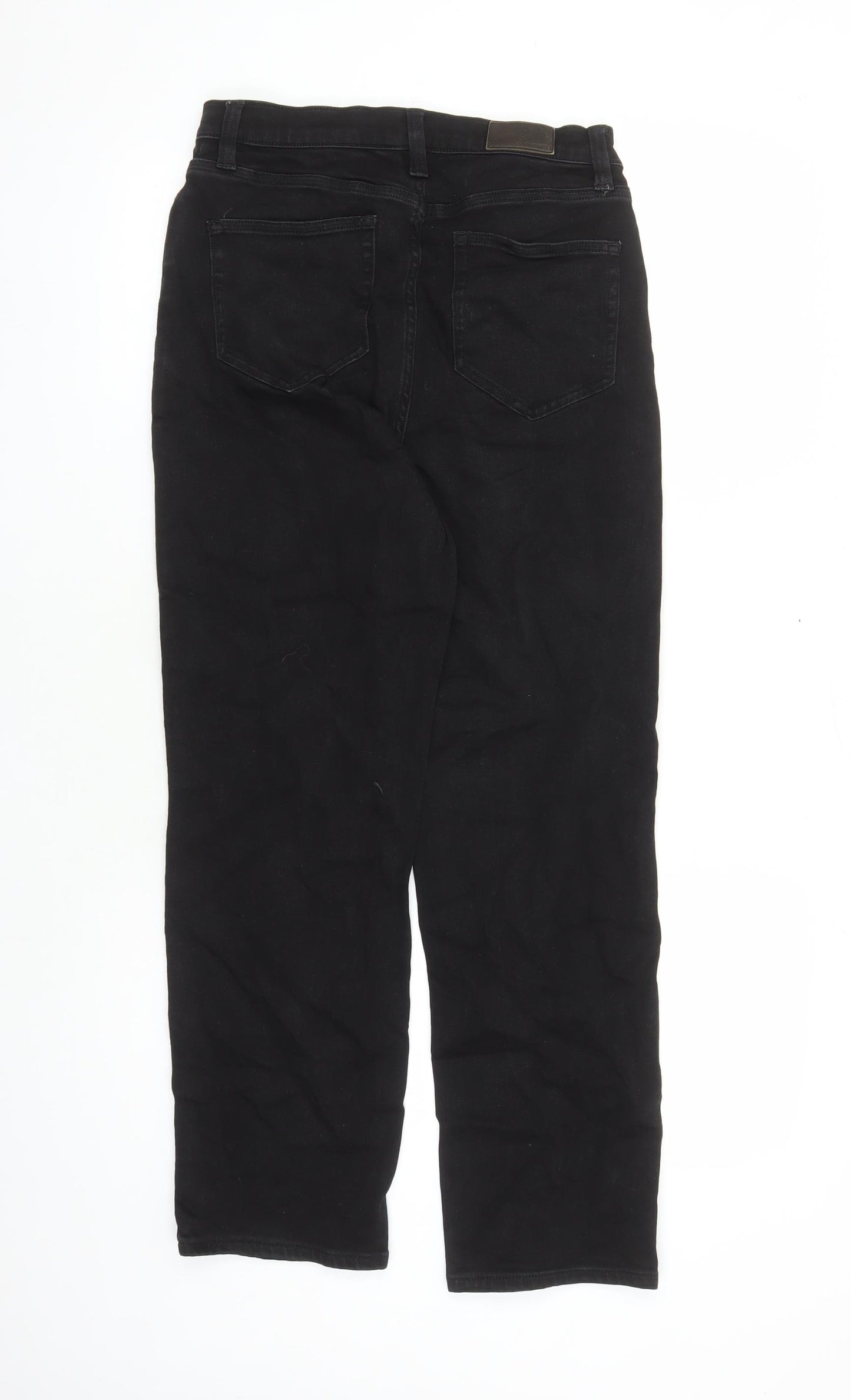 Lands' End Womens Black Cotton Straight Jeans Size 12 L28 in Regular Zip - Pockets