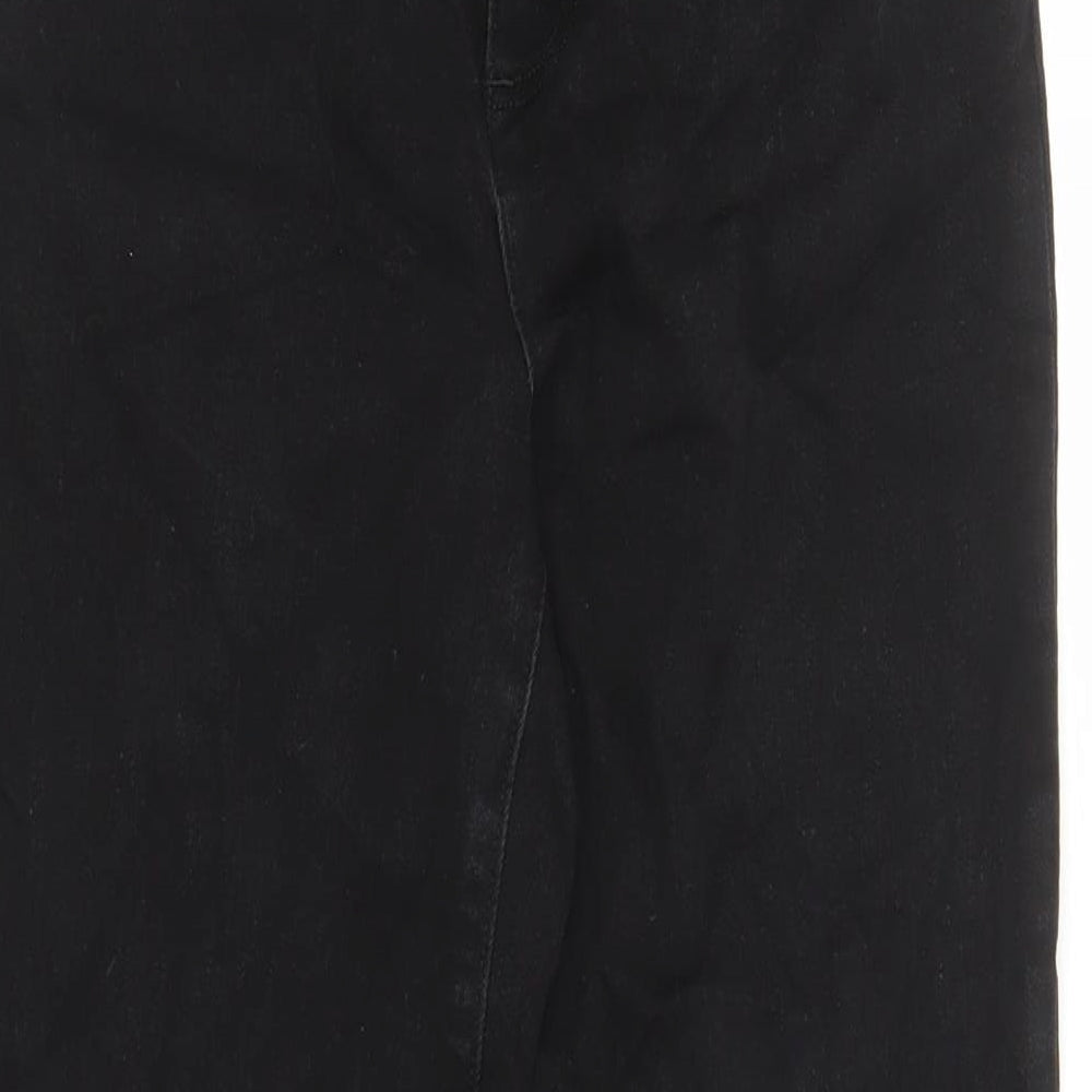 Lands' End Womens Black Cotton Straight Jeans Size 12 L28 in Regular Zip - Pockets