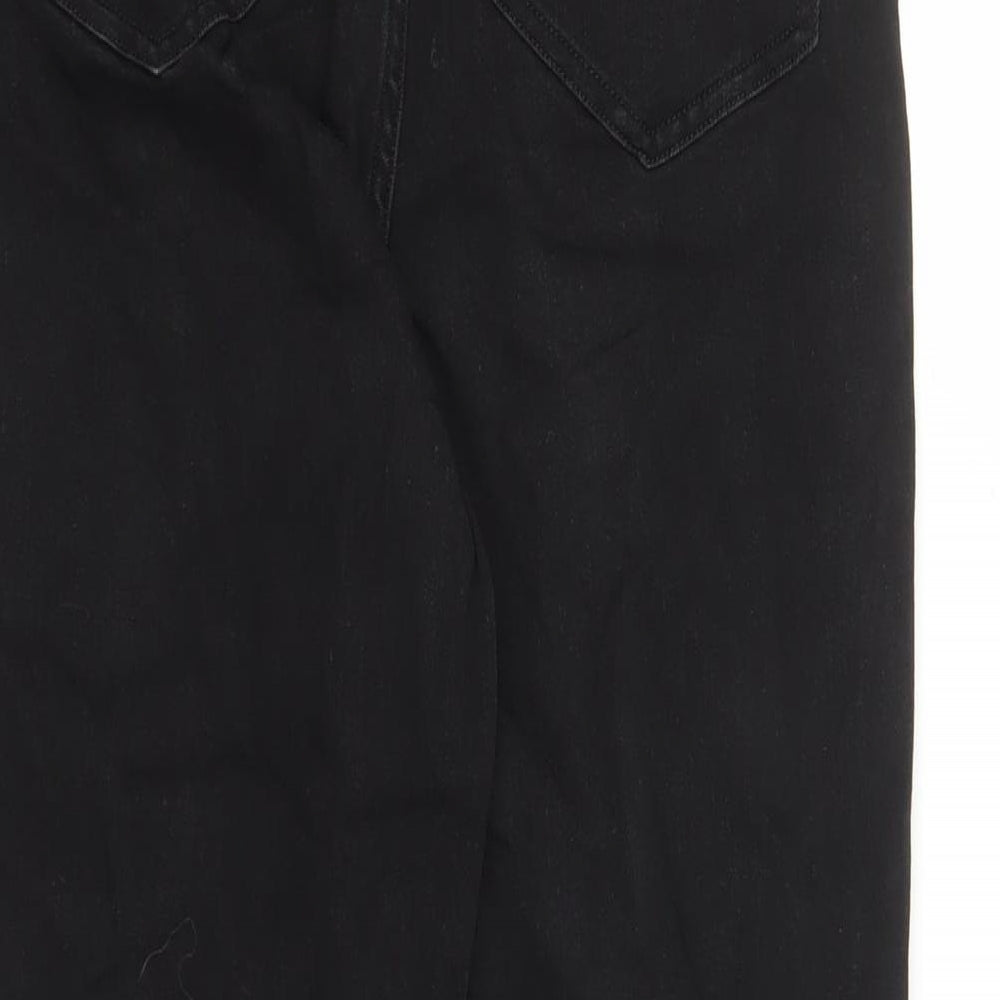Lands' End Womens Black Cotton Straight Jeans Size 12 L28 in Regular Zip - Pockets
