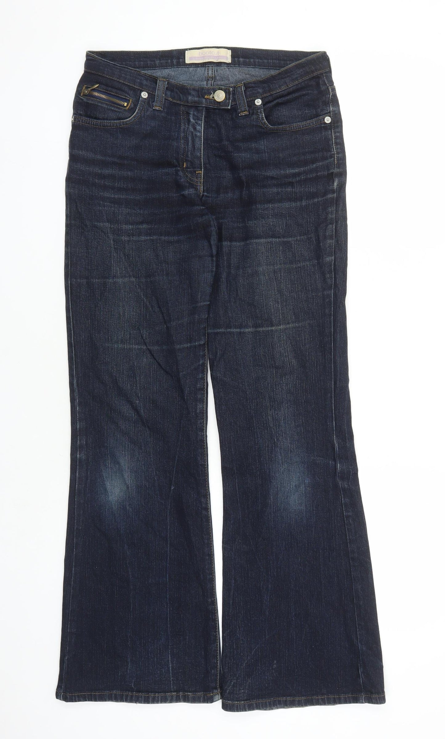 Easy Womens Blue Cotton Bootcut Jeans Size 10 L29 in Regular Zip - Pockets