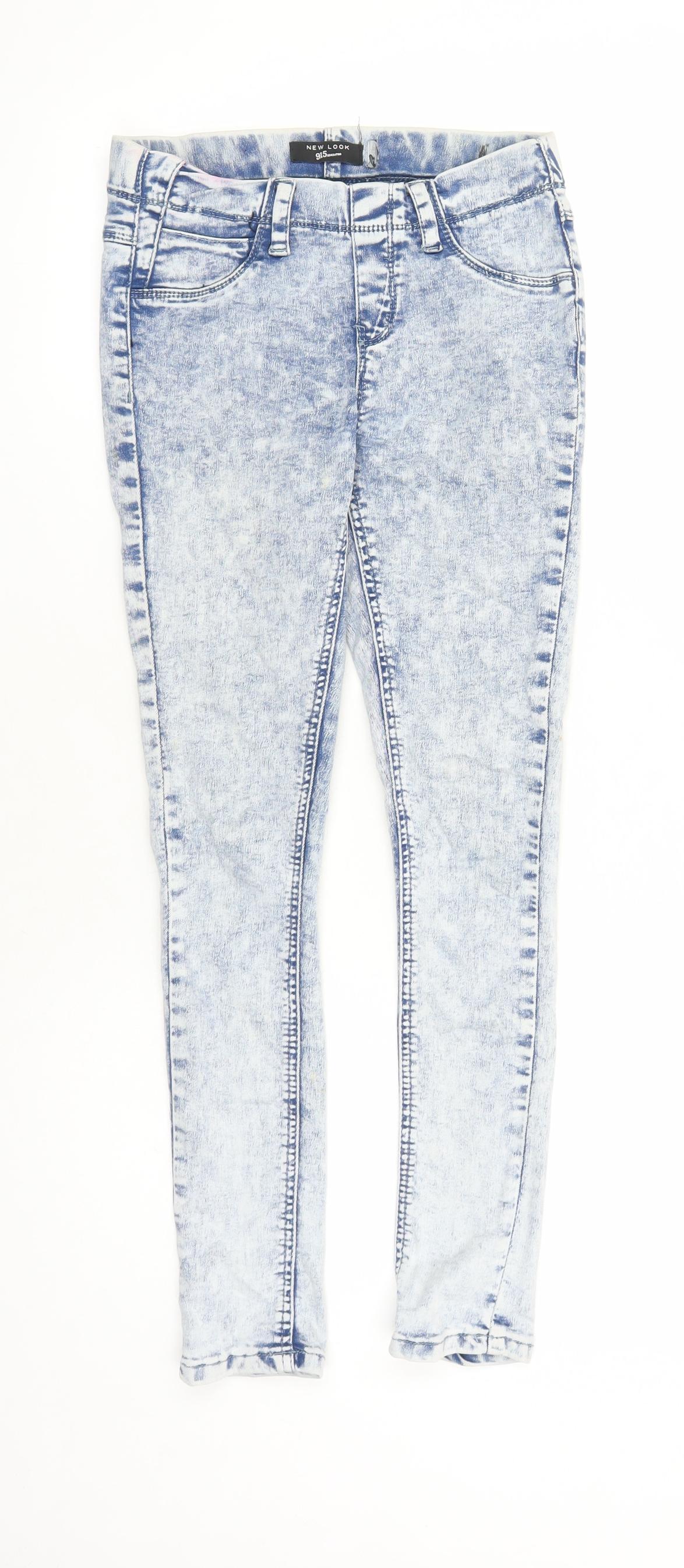 New Look Girls Blue Cotton Jegging Jeans Size 11 Years L25 in Regular - Elasticated Waist