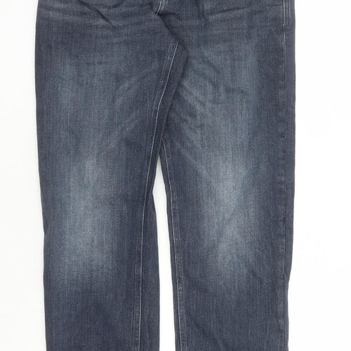 F&F Mens Blue Cotton Straight Jeans Size 32 in L30 in Regular Zip - Pockets
