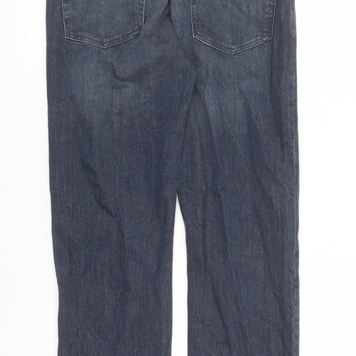 F&F Mens Blue Cotton Straight Jeans Size 32 in L30 in Regular Zip - Pockets