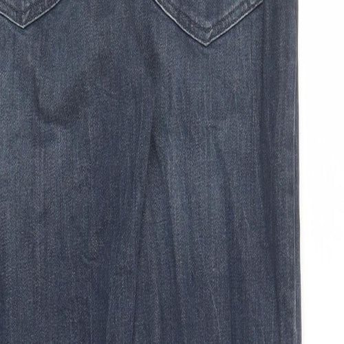 F&F Mens Blue Cotton Straight Jeans Size 32 in L30 in Regular Zip - Pockets