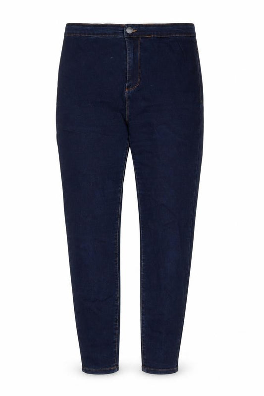 Front view of Denim & Co. women’s blue cotton skinny jeans, size UK 14, 26-inch leg regular zip - sh
