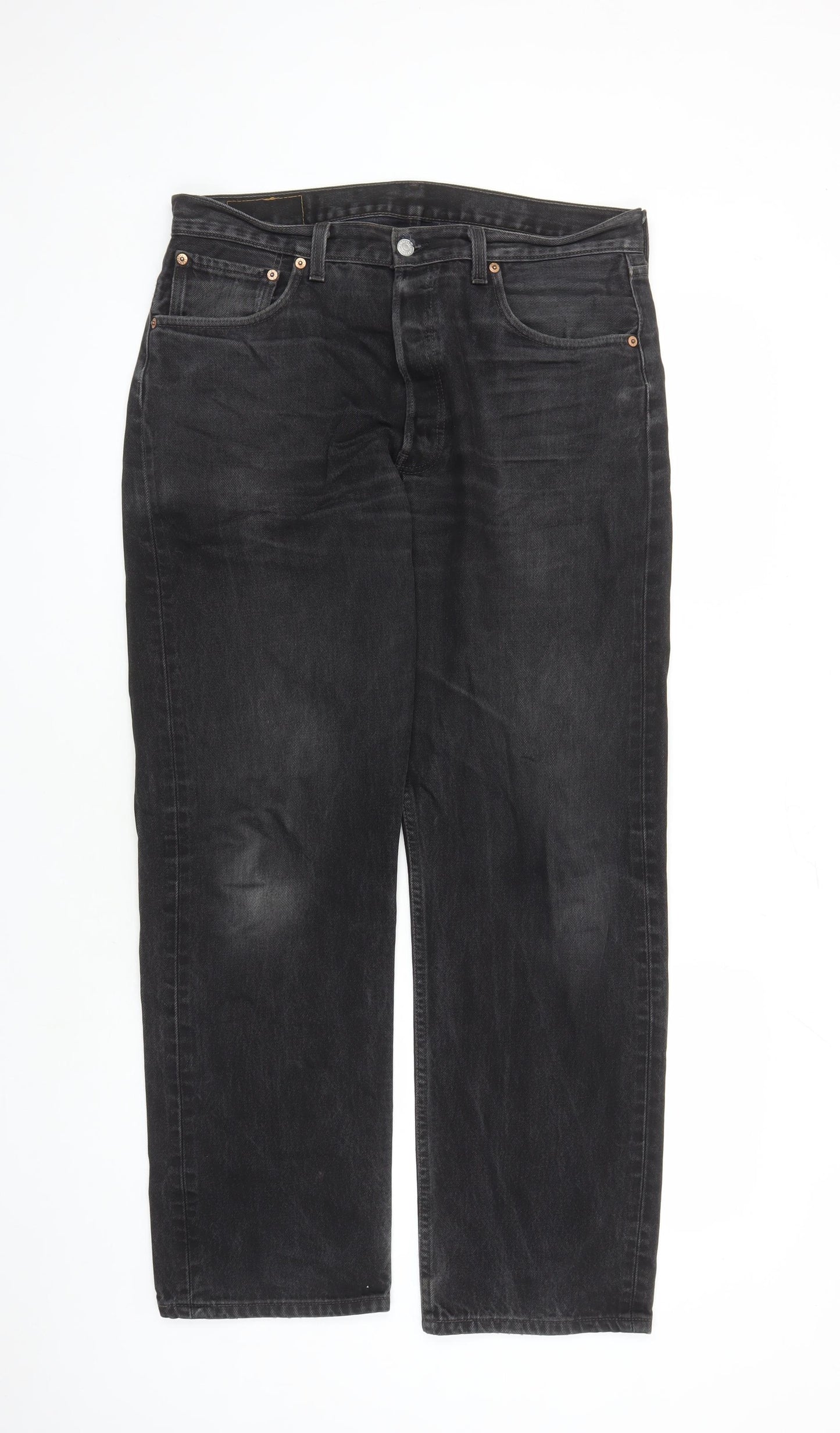 Levi's Mens Black Cotton Straight Jeans Size 34 in L30 in Regular Button - Pockets