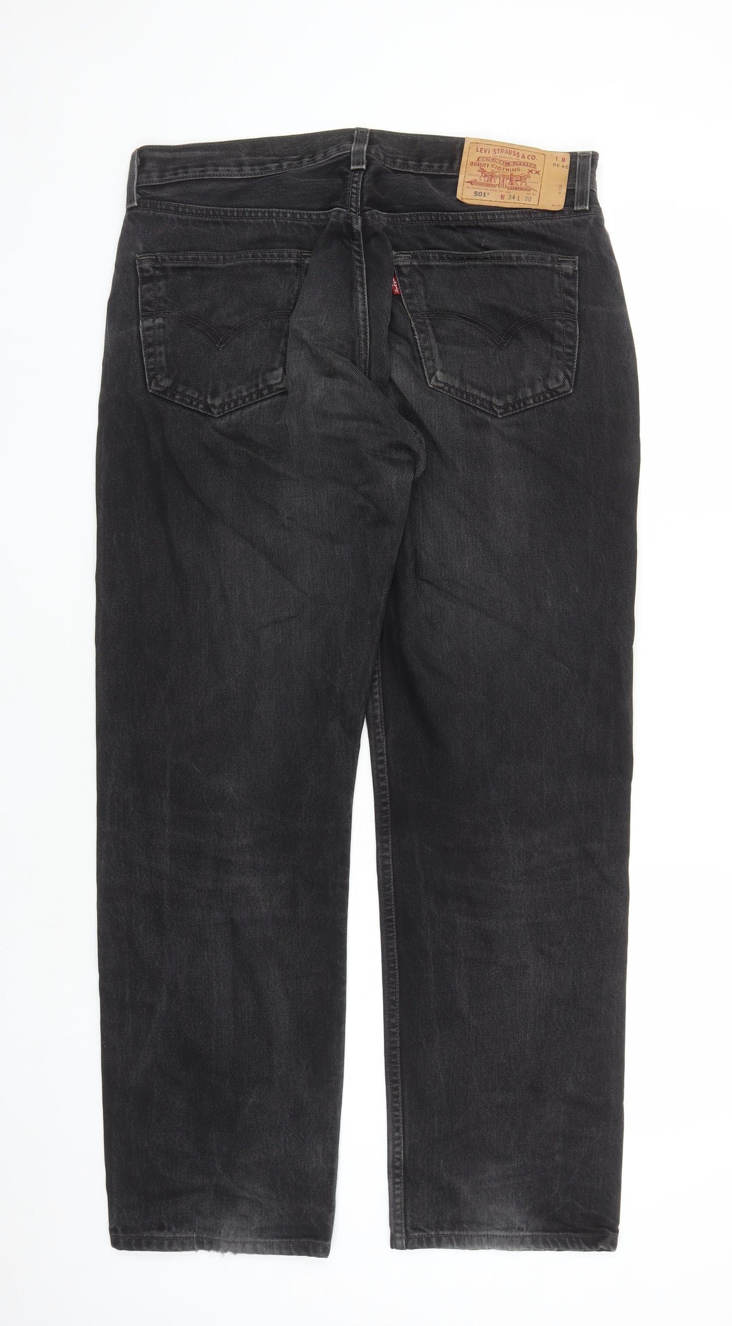 Levi's Mens Black Cotton Straight Jeans Size 34 in L30 in Regular Button - Pockets