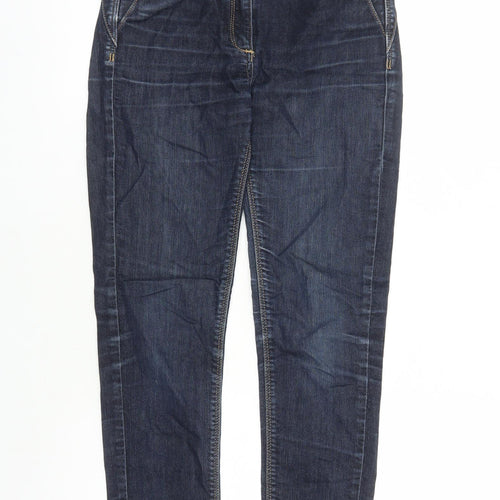 River Island Womens Blue Cotton Straight Jeans Size 8 L27 in Regular Zip - Studded Detail On Pocket