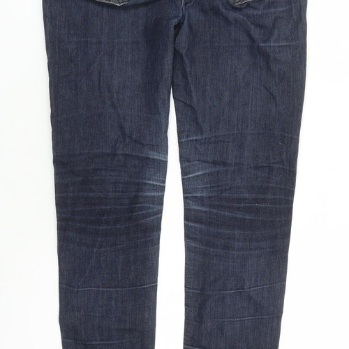 River Island Womens Blue Cotton Straight Jeans Size 8 L27 in Regular Zip - Studded Detail On Pocket