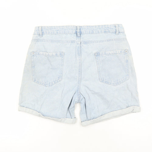 Denim & Co. Womens Blue 100% Cotton Mom Shorts Size 10 L6 in Regular Zip - Distressed Look Pockets