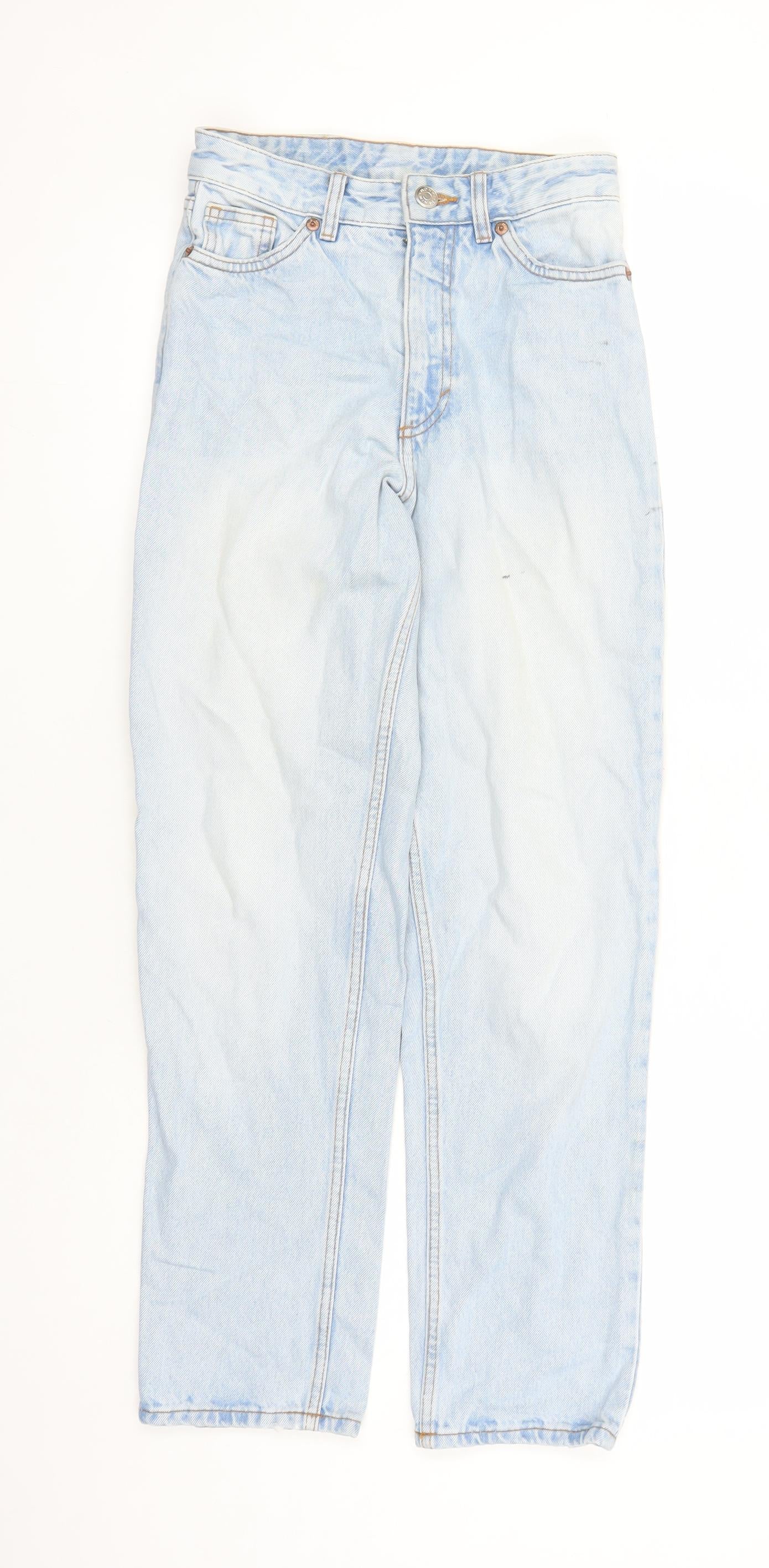 Monki Womens Blue Polyester Tapered Jeans Size 26 in L27 in Regular Zip - High Waisted Pockets