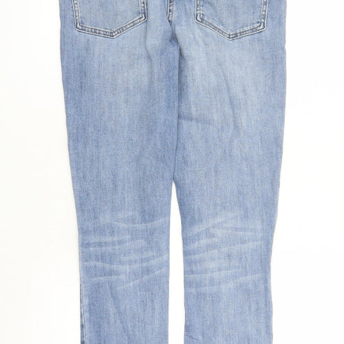NEXT Womens Blue Cotton Skinny Jeans Size 10 L28 in Regular Zip - Raw Hems Pockets