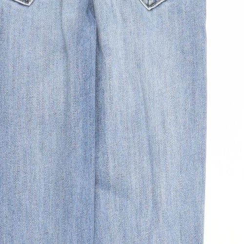 NEXT Womens Blue Cotton Skinny Jeans Size 10 L28 in Regular Zip - Raw Hems Pockets