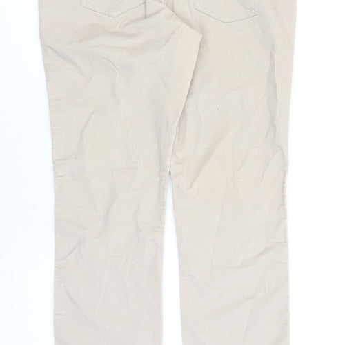 White Stuff Womens Beige Cotton Trousers Size 12 L31 in Regular Zip - Pockets