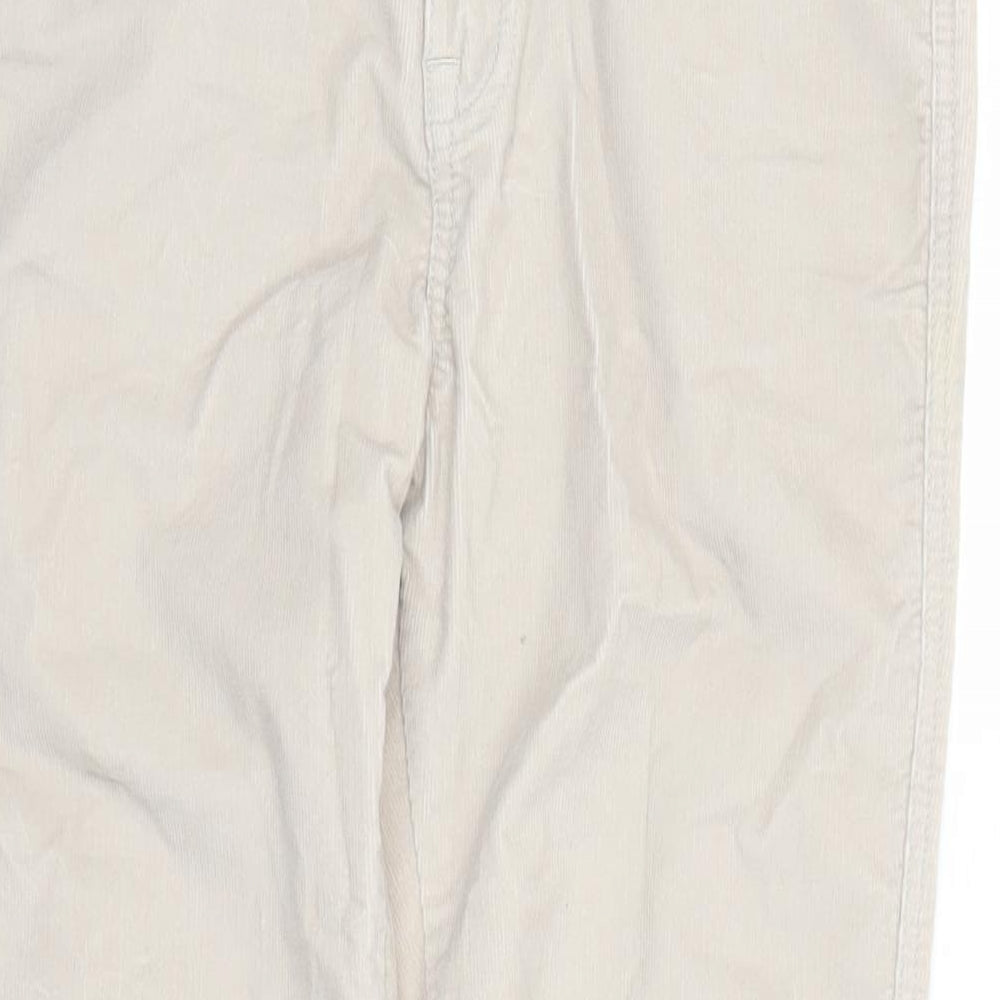 White Stuff Womens Beige Cotton Trousers Size 12 L31 in Regular Zip - Pockets